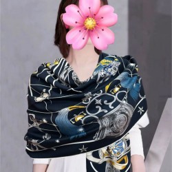 Repliche Perfette Sciarpa in seta Hermès Starry Night Chorus e fazzoletto quadrato in cashmere 140 03 Imitazioni False Online