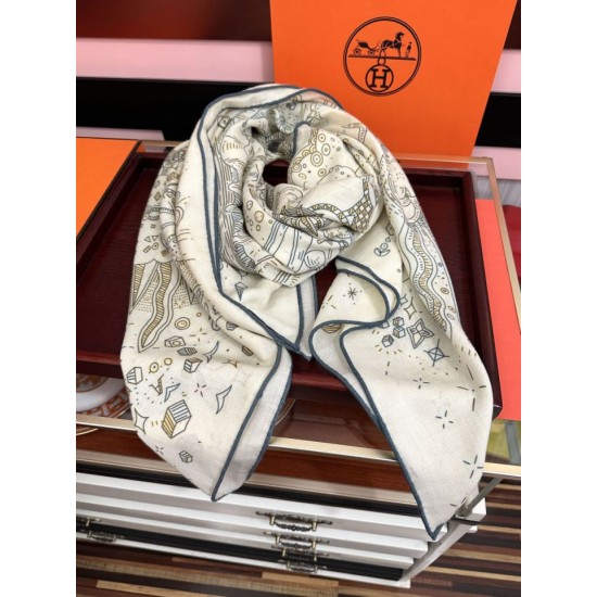 Repliche Perfette Sciarpa in seta Hermès Starry Night Chorus e fazzoletto quadrato in cashmere 140 02 Imitazioni False Online