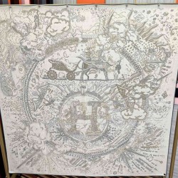 Repliche Perfette Sciarpa in seta Hermès Starry Night Chorus e fazzoletto quadrato in cashmere 140 02 Imitazioni False Online