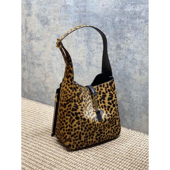Replica Perfetta Borsa a tracolla YSL Saint Laurent Le 5 à 7 piccola/media cavallino con stampa leopardata Imitazioni Fake