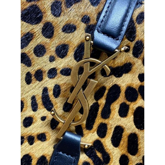 Replica Perfetta Borsa a tracolla YSL Saint Laurent Le 5 à 7 piccola/media cavallino con stampa leopardata Imitazioni Fake