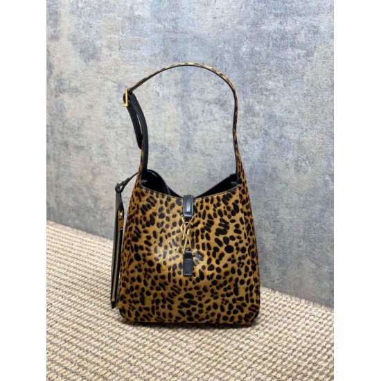 Replica Perfetta Borsa a tracolla YSL Saint Laurent Le 5 à 7 piccola/media cavallino con stampa leopardata Imitazioni Fake