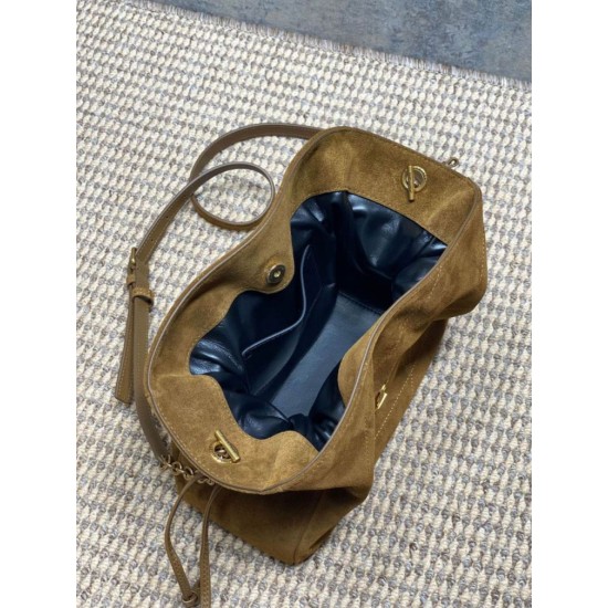 Replica Perfetta Borsa a tracolla YSL Saint Laurent Jamie pelle scamosciata Caramello Imitazioni Fake