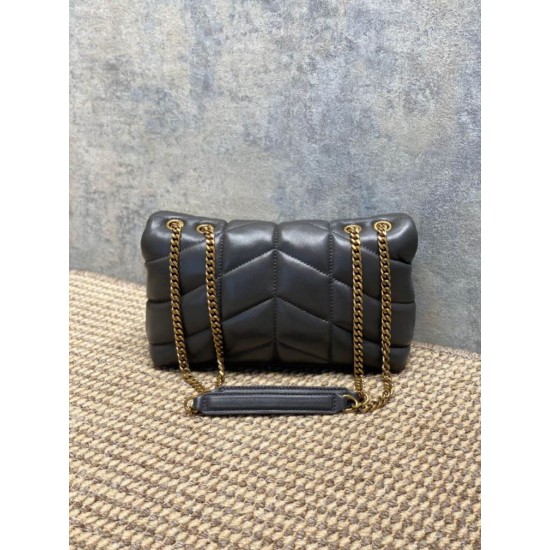 Replica Perfetta Borsa a tracolla YSL Saint Laurent Mini Loulou Puffer Grigio urbano Imitazioni Fake