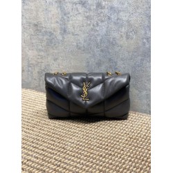 Replica Perfetta Borsa a tracolla YSL Saint Laurent Mini Loulou Puffer Grigio urbano Imitazioni Fake