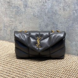 Replica Perfetta Borsa a tracolla YSL Saint Laurent Mini Loulou Puffer Grigio urbano Imitazioni Fake