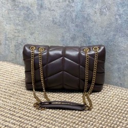 Replica Perfetta Borsa a tracolla YSL Saint Laurent Mini Loulou Puffer Caffè Imitazioni Fake