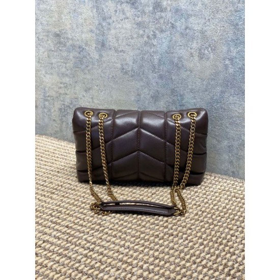 Replica Perfetta Borsa a tracolla YSL Saint Laurent Mini Loulou Puffer Caffè Imitazioni Fake