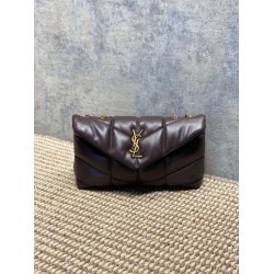 Replica Perfetta Borsa a tracolla YSL Saint Laurent Mini Loulou Puffer Caffè Imitazioni Fake