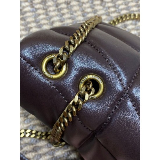 Replica Perfetta Borsa a tracolla YSL Saint Laurent Mini Loulou Puffer Caffè Imitazioni Fake