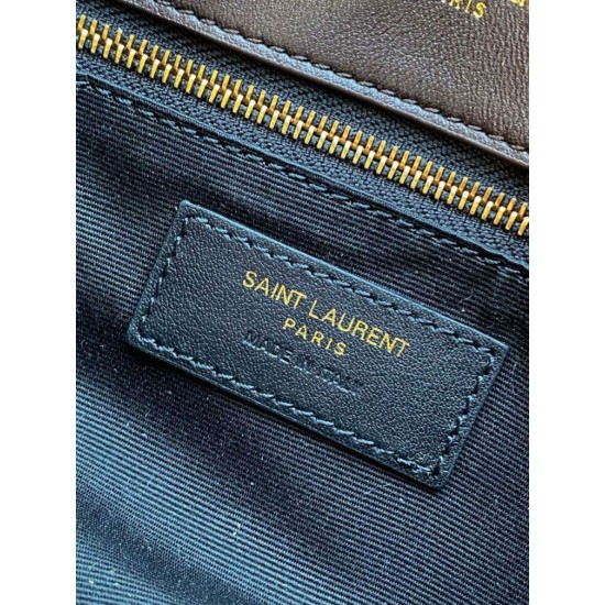 Replica Perfetta Borsa a tracolla YSL Saint Laurent Mini Loulou Puffer Caffè Imitazioni Fake