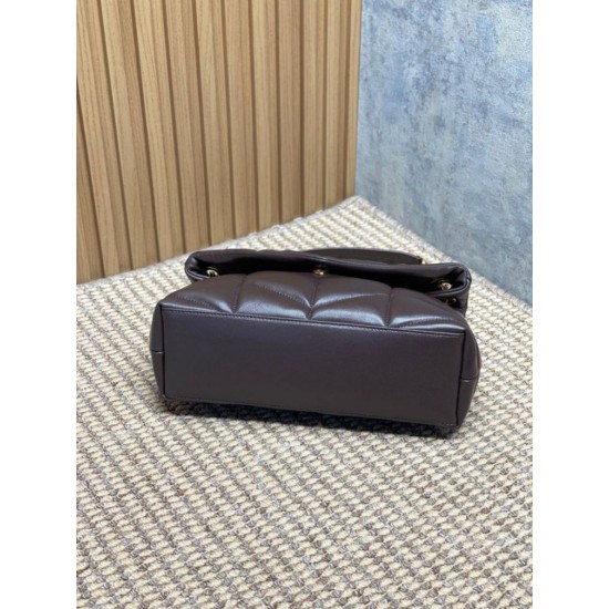 Replica Perfetta Borsa a tracolla YSL Saint Laurent media Loulou Puffer Caffè Imitazioni Fake