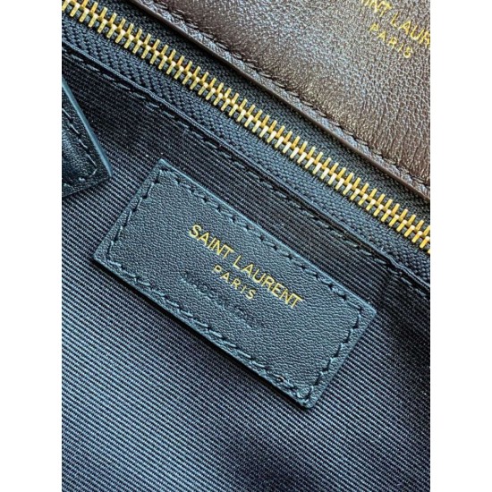 Replica Perfetta Borsa a tracolla YSL Saint Laurent media Loulou Puffer Caffè Imitazioni Fake