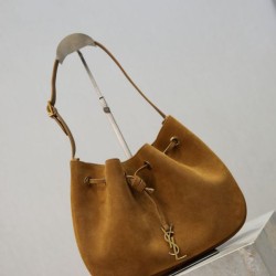 Replica Perfetta Borsa a mano piccola Hobo PARIS VII YSL Saint Laurent pelle scamosciata giallo Imitazioni Fake