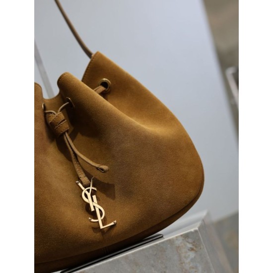 Replica Perfetta Borsa a mano piccola Hobo PARIS VII YSL Saint Laurent pelle scamosciata giallo Imitazioni Fake