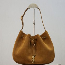Replica Perfetta Borsa a mano piccola Hobo PARIS VII YSL Saint Laurent pelle scamosciata giallo Imitazioni Fake