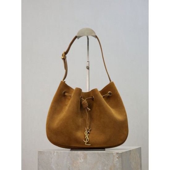 Replica Perfetta Borsa a mano piccola Hobo PARIS VII YSL Saint Laurent pelle scamosciata giallo Imitazioni Fake