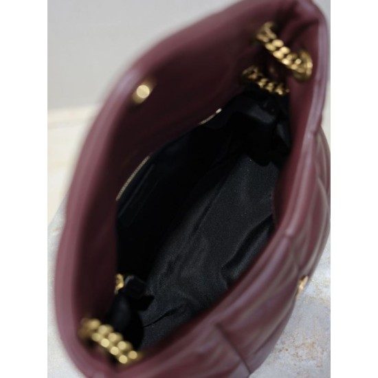Replica Perfetta Borsa a tracolla piccola Loulou puffer YSL Saint Laurentnappa Maroon Imitazioni Fake