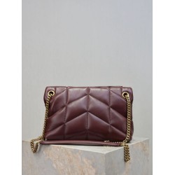 Replica Perfetta Borsa a tracolla piccola Loulou puffer YSL Saint Laurentnappa Maroon Imitazioni Fake