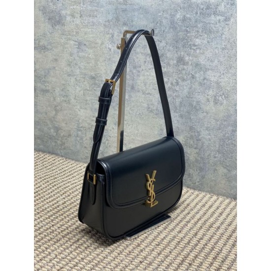 Replica Perfetta Borsa a tracolla media YSL Saint Laurent Solferino Box Nero Imitazioni Fake