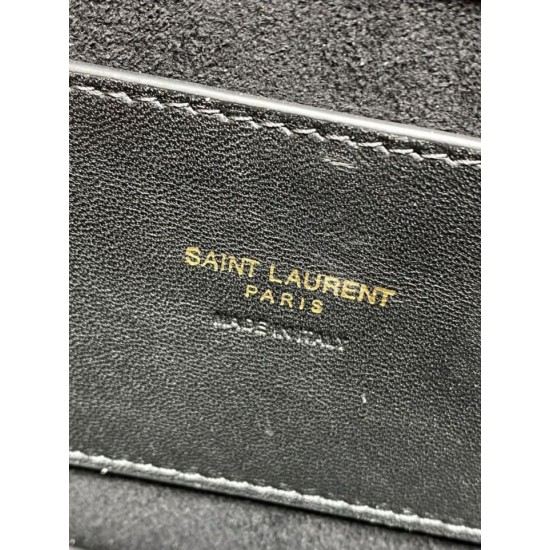 Replica Perfetta Borsa a tracolla media YSL Saint Laurent Solferino Box Nero Imitazioni Fake