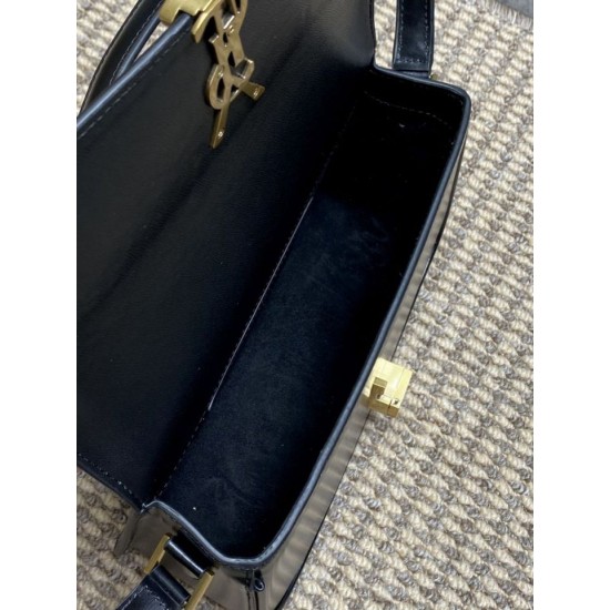 Replica Perfetta Borsa a tracolla media YSL Saint Laurent Solferino Box Nero Imitazioni Fake