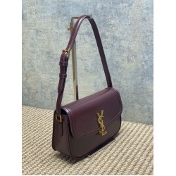 Replica Perfetta Borsa a tracolla media YSL Saint Laurent Solferino Box bordeaux Imitazioni Fake