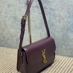 Replica Perfetta Borsa a tracolla media YSL Saint Laurent Solferino Box bordeaux Imitazioni Fake