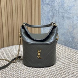 Replica Perfetta Borsa a secchiello mini Gaby YSL Saint Laurent Verde muschio Imitazioni Fake