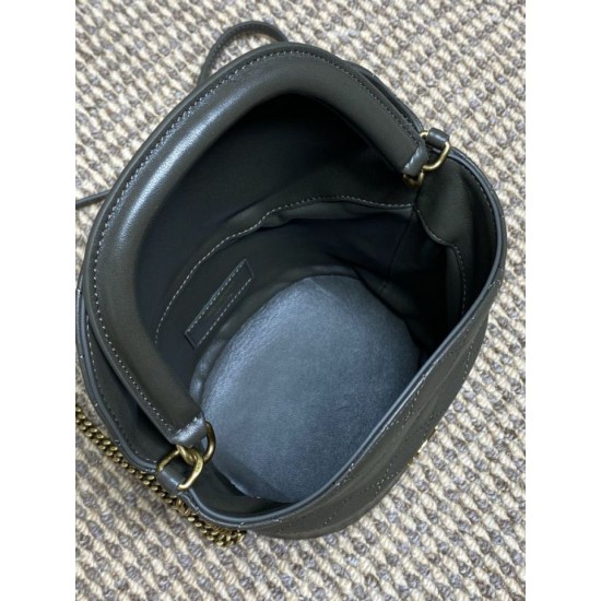 Replica Perfetta Borsa a secchiello mini Gaby YSL Saint Laurent Verde muschio Imitazioni Fake
