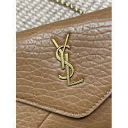 Replica Perfetta Borsa a tracolla classica Calypso Mini YSL Saint Laurent con catena Marrone Imitazioni Fake