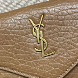 Replica Perfetta Borsa a tracolla classica Calypso Mini YSL Saint Laurent con catena Marrone Imitazioni Fake