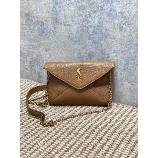 Repliche Borsa a tracolla classica Calypso Mini YSL Saint Laurent con catena Marrone False Outlet Online Replica Perfetta Borsa a tracolla classica Calypso Mini YSL Saint Laurent con catena Marrone Imitazioni Fake