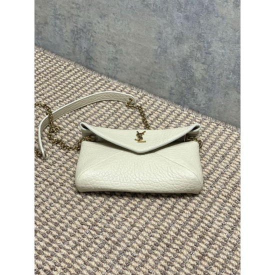 Replica Perfetta Borsa a tracolla classica Calypso Mini YSL Saint Laurent con catena Beige Imitazioni Fake