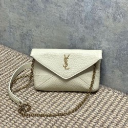 Replica Perfetta Borsa a tracolla classica Calypso Mini YSL Saint Laurent con catena Beige Imitazioni Fake