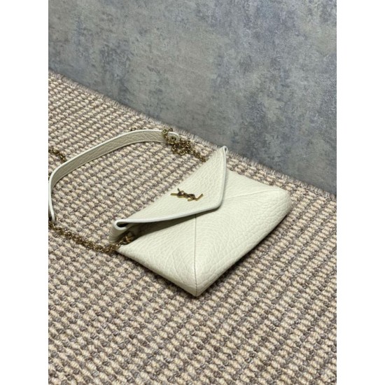 Replica Perfetta Borsa a tracolla classica Calypso Mini YSL Saint Laurent con catena Beige Imitazioni Fake