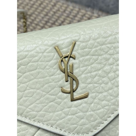 Replica Perfetta Borsa a tracolla classica Calypso Mini YSL Saint Laurent con catena Beige Imitazioni Fake