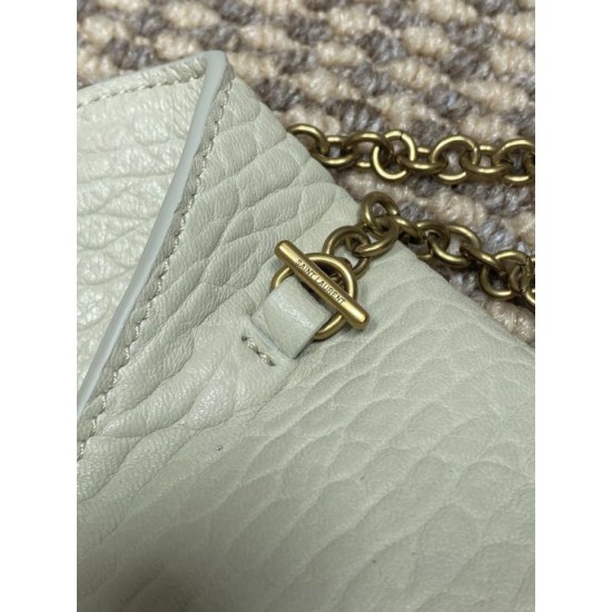 Replica Perfetta Borsa a tracolla classica Calypso Mini YSL Saint Laurent con catena Beige Imitazioni Fake