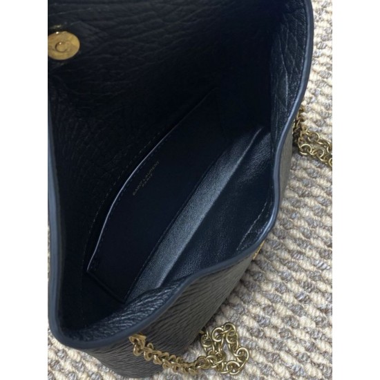 Replica Perfetta Borsa a tracolla classica Calypso Mini YSL Saint Laurent con catena Nero Imitazioni Fake