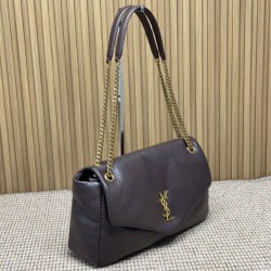 Replica Perfetta Borsa a tracolla grande YSL Saint Laurent Calypso Caffè Imitazioni Fake