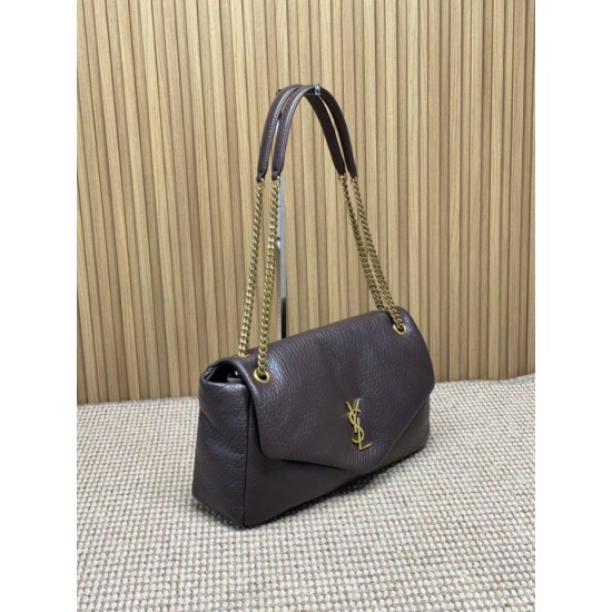 Replica Perfetta Borsa a tracolla grande YSL Saint Laurent Calypso Caffè Imitazioni Fake