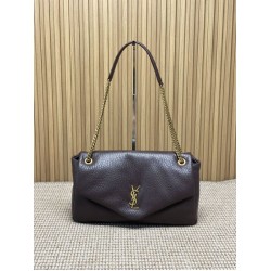 Replica Perfetta Borsa a tracolla grande YSL Saint Laurent Calypso Caffè Imitazioni Fake