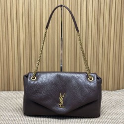 Replica Perfetta Borsa a tracolla grande YSL Saint Laurent Calypso Caffè Imitazioni Fake