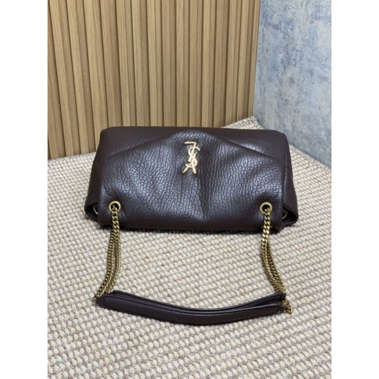 Replica Perfetta Borsa a tracolla grande YSL Saint Laurent Calypso Caffè Imitazioni Fake