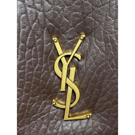 Replica Perfetta Borsa a tracolla grande YSL Saint Laurent Calypso Caffè Imitazioni Fake