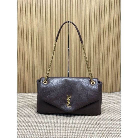 Replica Perfetta Borsa a tracolla grande YSL Saint Laurent Calypso Caffè Imitazioni Fake