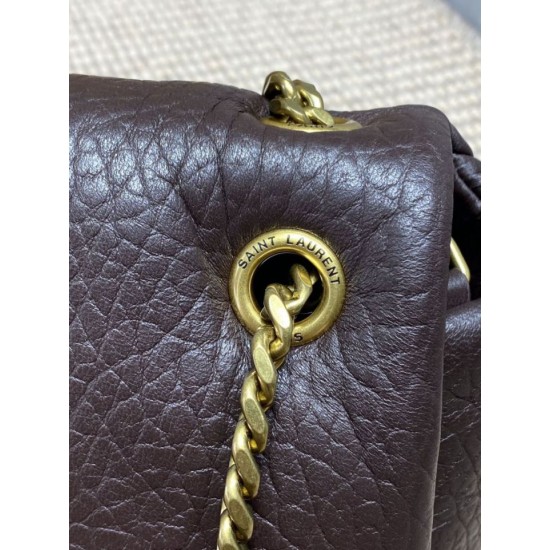 Replica Perfetta Borsa a tracolla grande YSL Saint Laurent Calypso Caffè Imitazioni Fake