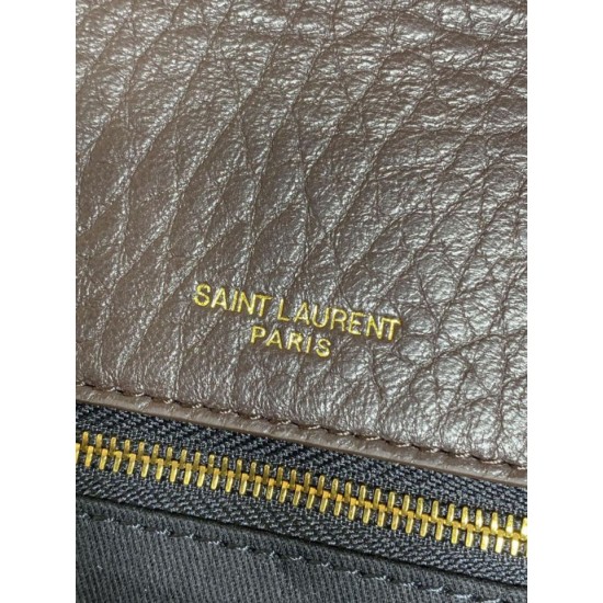 Replica Perfetta Borsa a tracolla grande YSL Saint Laurent Calypso Caffè Imitazioni Fake