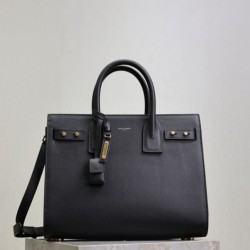Replica Perfetta Borsa tote Sac De Jour piccola/media/grande YSL Saint Laurent nera hardware dorato Imitazioni Fake