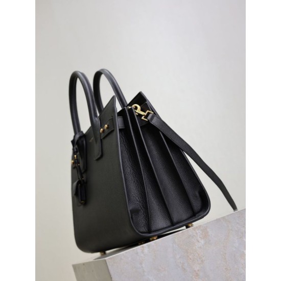 Replica Perfetta Borsa tote Sac De Jour piccola/media/grande YSL Saint Laurent nera hardware dorato Imitazioni Fake